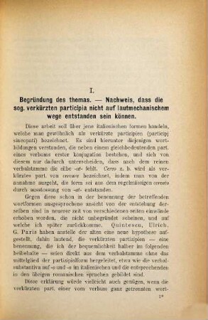 Die Entstehung und Verbreitung der sogenannten "Verkürzten Partizipien" im Italienischen