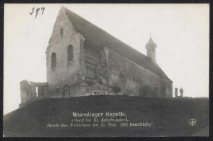 397, Wurmlinger Kapelle, erbaut im XI. Jahrhundert, durch das Erdbeben am 16. Nov. 1911 beschädigt.