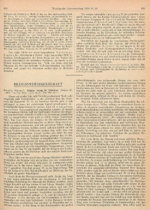 601-603 [Rezension] Goode, William J., Religion among the primitives