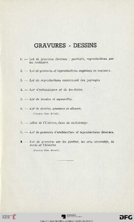 Gravures - Dessins (Nr. 1-9)