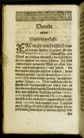 Vorrede an den Guthertzigen Leser.