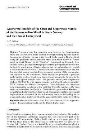 Goethermal models of the crust and uppermost mantle of the Fennoscandian shield on South Norway and the Danish embayment