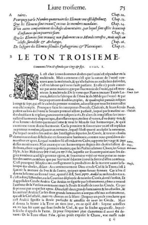 Le Ton Troisieme. [Par quel nombre consonant le souverain ouvrier descend en toutes choses créces]