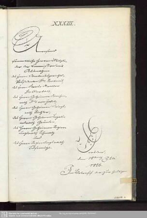 XXXIII., 18. Juli 1856