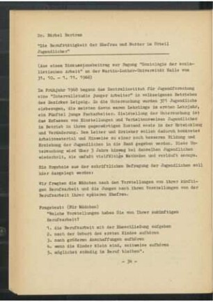 Die Berufstätigkeit der Ehefrau und Mutter im Urteil Jugendlicher