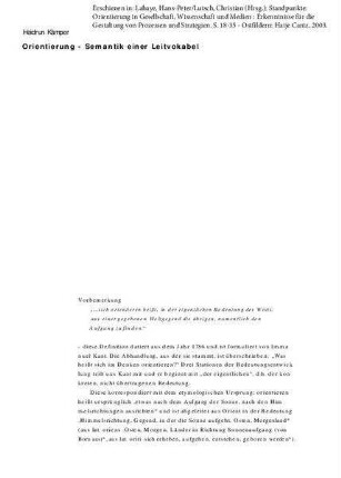 Orientierung - Semantik einer Leitvokabel