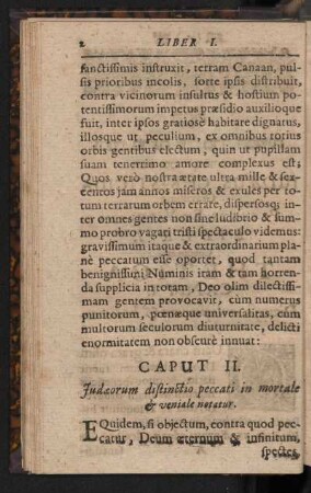 Caput II. Judaeorum distincto peccati in mortale & veniale notatur