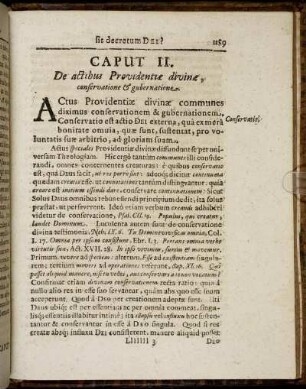 Caput II. De actibus Providentiæ divinæ, conservatione & gubernatione.