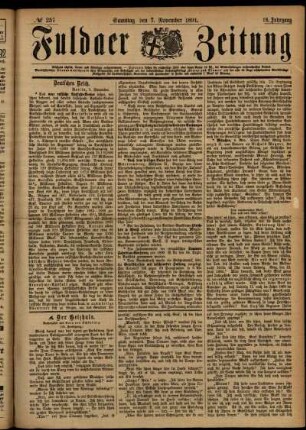 Ausgabe vom Samstag, den 07. November 1891.