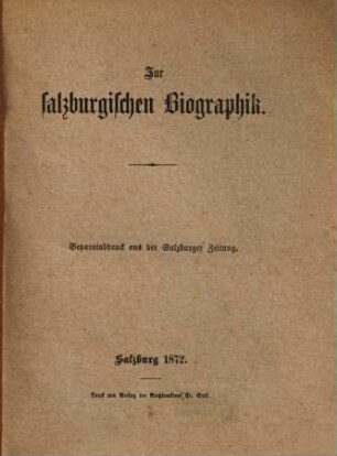 Zur salzburgischen Biographik