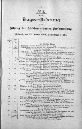 Tages-Ordnung, 22. Januar 1902