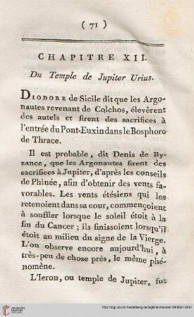 Chapitre XII: Du Temple de Jupiter Urius