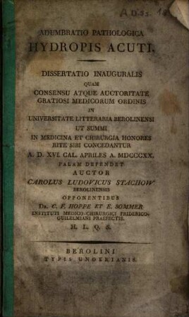 Adumbratio Pathologia Hydropis Acuti