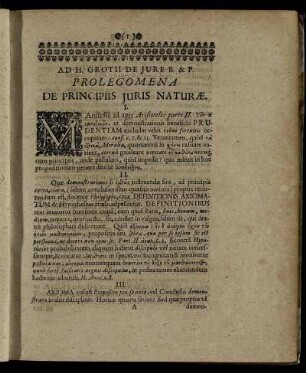 Prolegomena De Principiis Juris Naturæ.