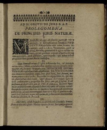 Prolegomena De Principiis Juris Naturæ.