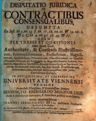 Disp. iur. de contractibus consensualibus