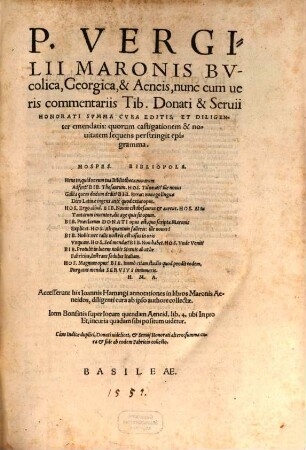 P. Vergilii Maronis Bvcolica, Georgica, & Aeneis
