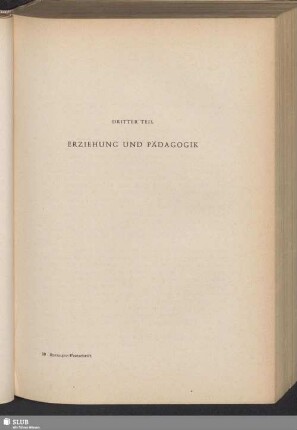 Dritter Teil: Erziehung Und Pädagogik
