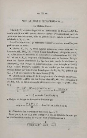 SUR LES CERCLE ORTHOCENTROIDAL.