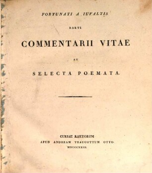 Commentarii vitae et selecta poemata