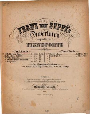 Suppé's Ouverturen : einger. für Pianoforte à 2 ms.
