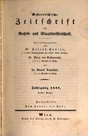 Österreichische Zeitschrift für Rechts- und Staatswissenschaft. 1847,1