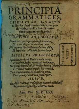 Principia grammatices libellus ad eius artis rudimenta
