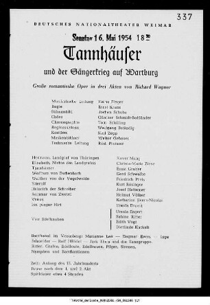 Tannhäuser und der Sängerkrieg auf Wartburg