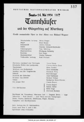 Tannhäuser und der Sängerkrieg auf Wartburg