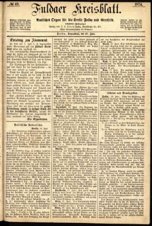 Ausgabe vom Samstag, den 20. Juni 1874.