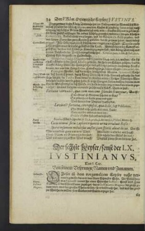 Der sechste Keyser/ sonst der LX. Iustinianus.