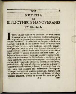 Notitia De Bibliothecis Hanoveranis Publicis.