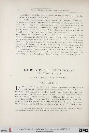 3: Die Raumfrage in der dresdener Gemäldegalerie : ein Rückblick und Ausblick