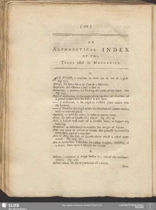 An Alphabetical Index Of The Terms used in Mechanics