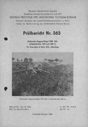Rollender Regnerflügel NW 100