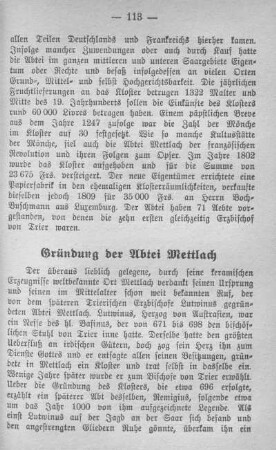 Gründung der Abtei Mettlach.