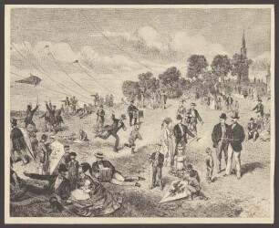 Ansichtskarte "Auf dem Kreuzberg", Drachensteigen