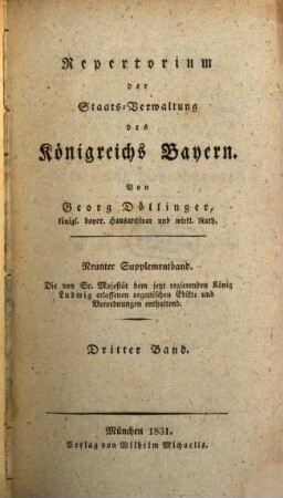 Sammlung der von Sr. Majestät dem jetzt regierenden König Ludwig erlassenen organischen Edikte und Verordnungen, 3