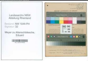 Entnazifizierung Eduard Meyer zu Altenschildesche , geb. 23.04.1904 (Zahnarzt)