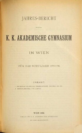 Jahresbericht. 1893/94