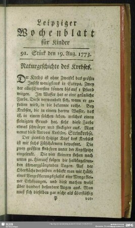 91. Stück den 19. Aug. 1773