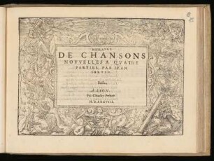 Jean Servin: Meslange de chansons nouvelles a quatre parties. Bassus