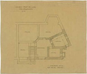 Billing, Hermann; Karlsruhe, Maximilianstr. 10 / Weberstr. 7; Doppelhaus Lang - Stober - Haushälfte Lang (Grundriss Keller)