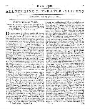 Rasori, G.: Geschichte des epidemischen Fiebers, das in den Jahren 1799 und 1800 zu Genua geherrscht hat. Aus dem Italienischen. Wien: Camesina 1803