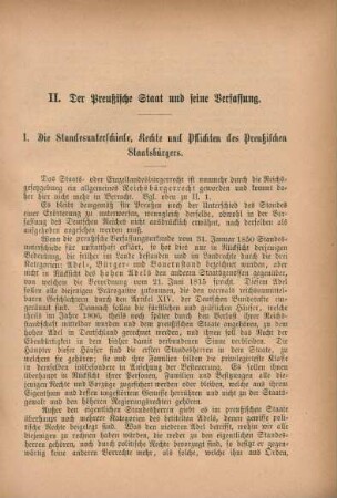 II. Der Preußische Staat und seine Verfassung.