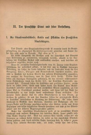 II. Der Preußische Staat und seine Verfassung.