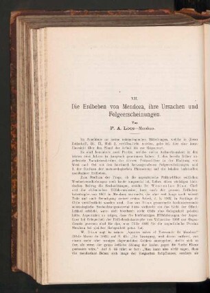 XII. Die Erdbeben von Mendoza, ihre Ursachen und Folgeerscheinungen