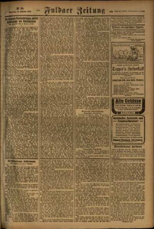 Zweite Ausgabe vom Sonntag, den 12. Februar 1922.