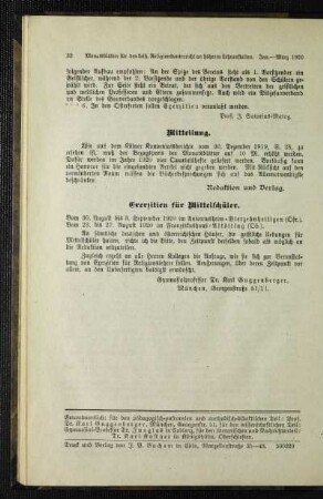 Exerzitien für Mittelschüler
