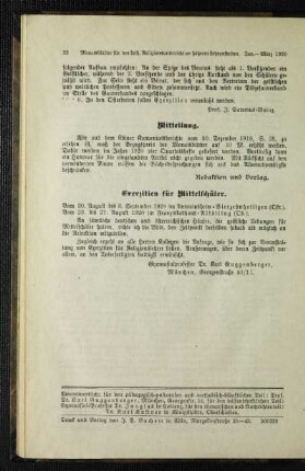 Exerzitien für Mittelschüler